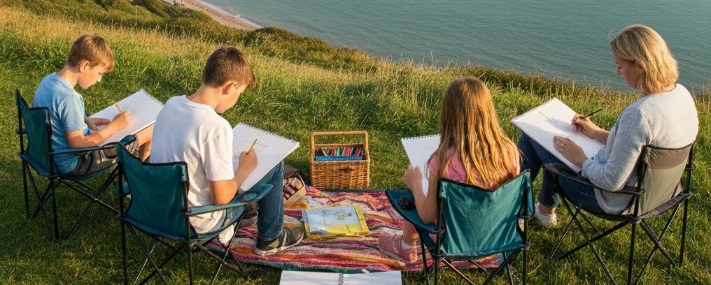 Family sketching in Ventnor